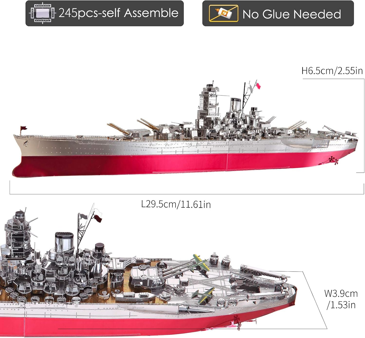 Piececool 3D Metal Puzzle Military Watercraft Model Kits, Yamato Battleship Metal Model Building Kit for Adults, Brain Teaser DIY Hobbies for Men, for Teens Boys, 245 Pcs - Uss Enterprise image number 6