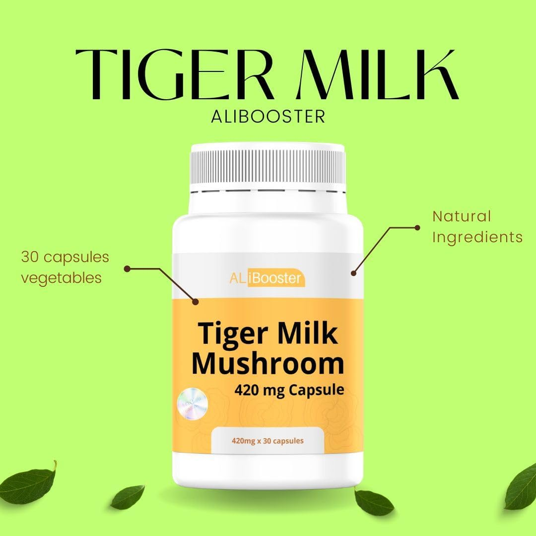 ALIBOOSTER - Mushroom Tiger Milk Lignosus - 30 Caps 420Mg - Standardized Extract - Respiratory Support image number 1
