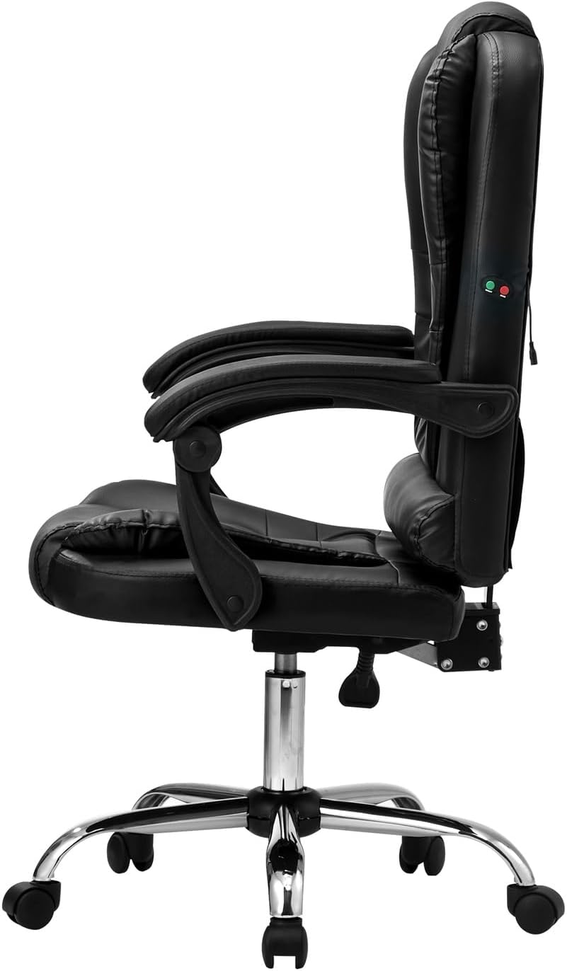 Oikiture Office Desk Chair with Pu Leather Cover and 90-150 Degrees Reclining Ergonomic Message Chair Black - Boss With Footrest-Black image number 7