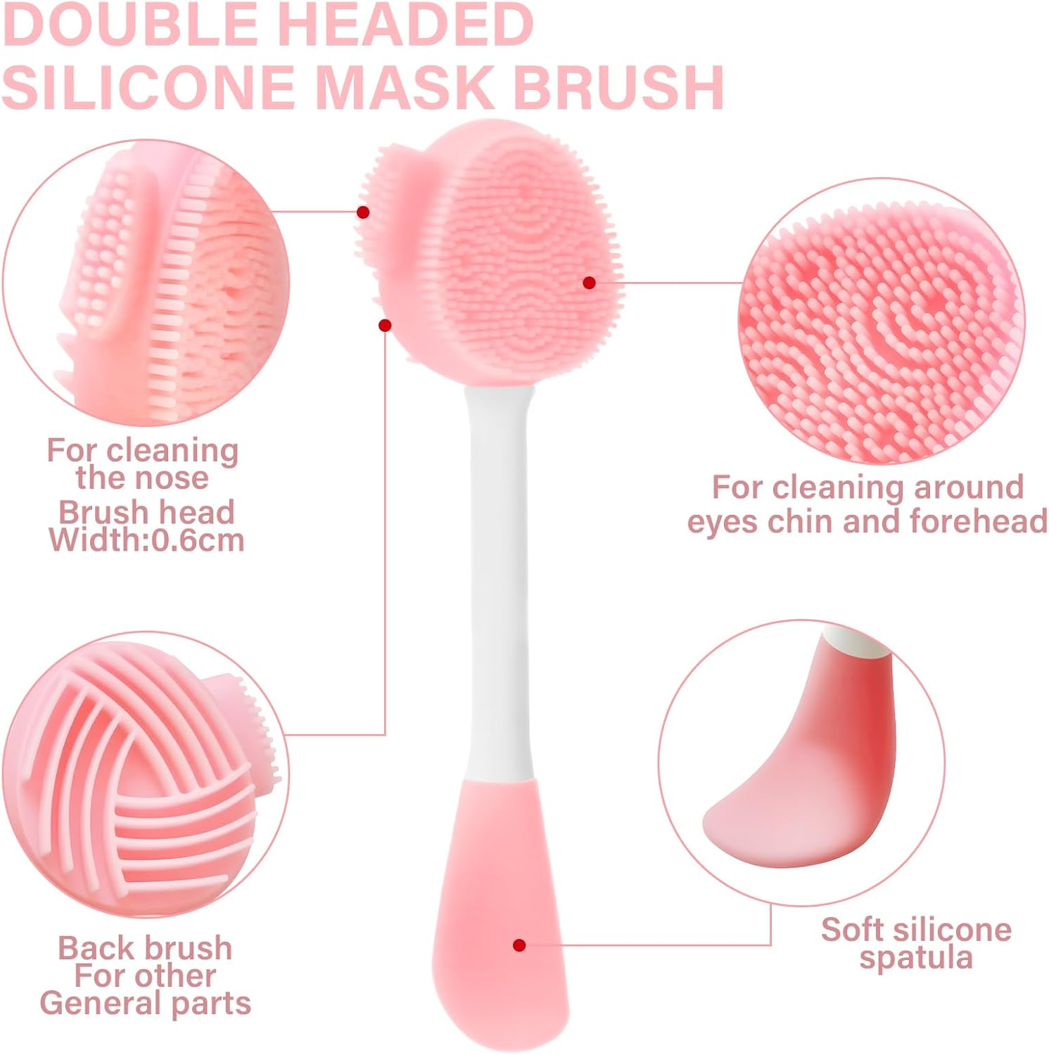 NILLOS Silicone Face Scrubber Brush, 4 PCS Pore Brush for Face for Pore Cleansing, Gentle Exfoliating, Removing Blackhead(Red, Green, Pink, Purple) image number 3