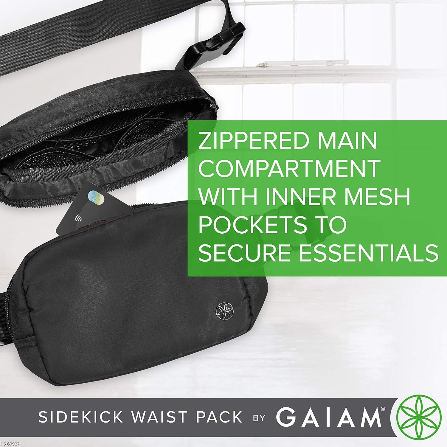 Gaiam Sidekick Waist Pack - Storage Belt Bag for Women and Men - Adjustable Belt with Lightweight Pouch for the Gym & Studio image number 2