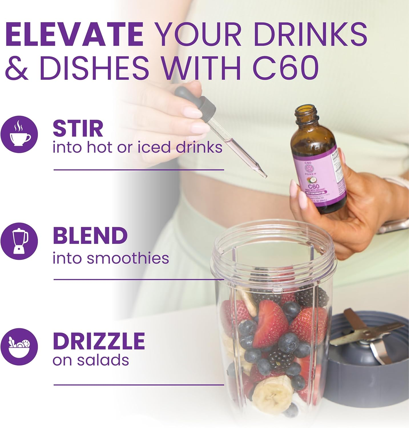 C60 Power - MCT 2-Oz.- Organic MCT Coconut Oil, 2 Fl Oz, 99.99% Pure Carbon Fullerenes, Lift Oxidative Burden, Optimize Mitochondrial Function image number 6