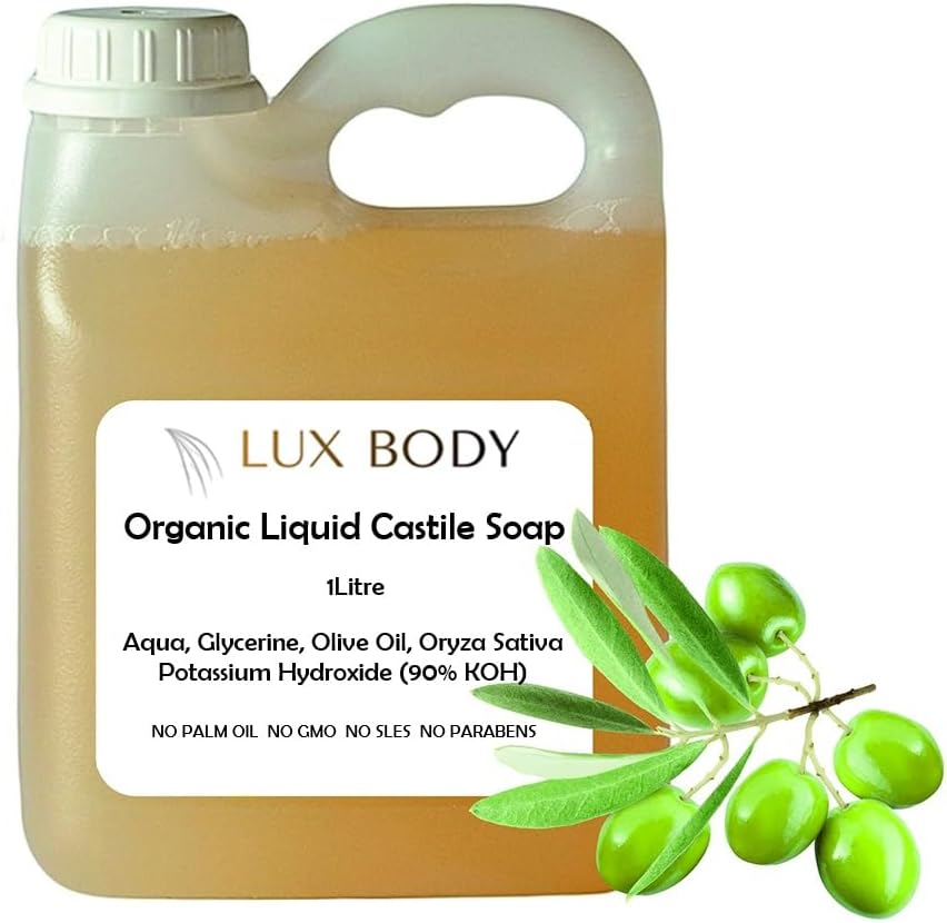 Lux Body Pure Organic Liquid Castile Soap - Thick & Concentrate. Free Of: Parabens, Sulfates, Mineral Oil, Phthalates, Formaldehyde, Pegs and It'S Also Gluten-Free, Non-Gmo - 1Litre image number 1
