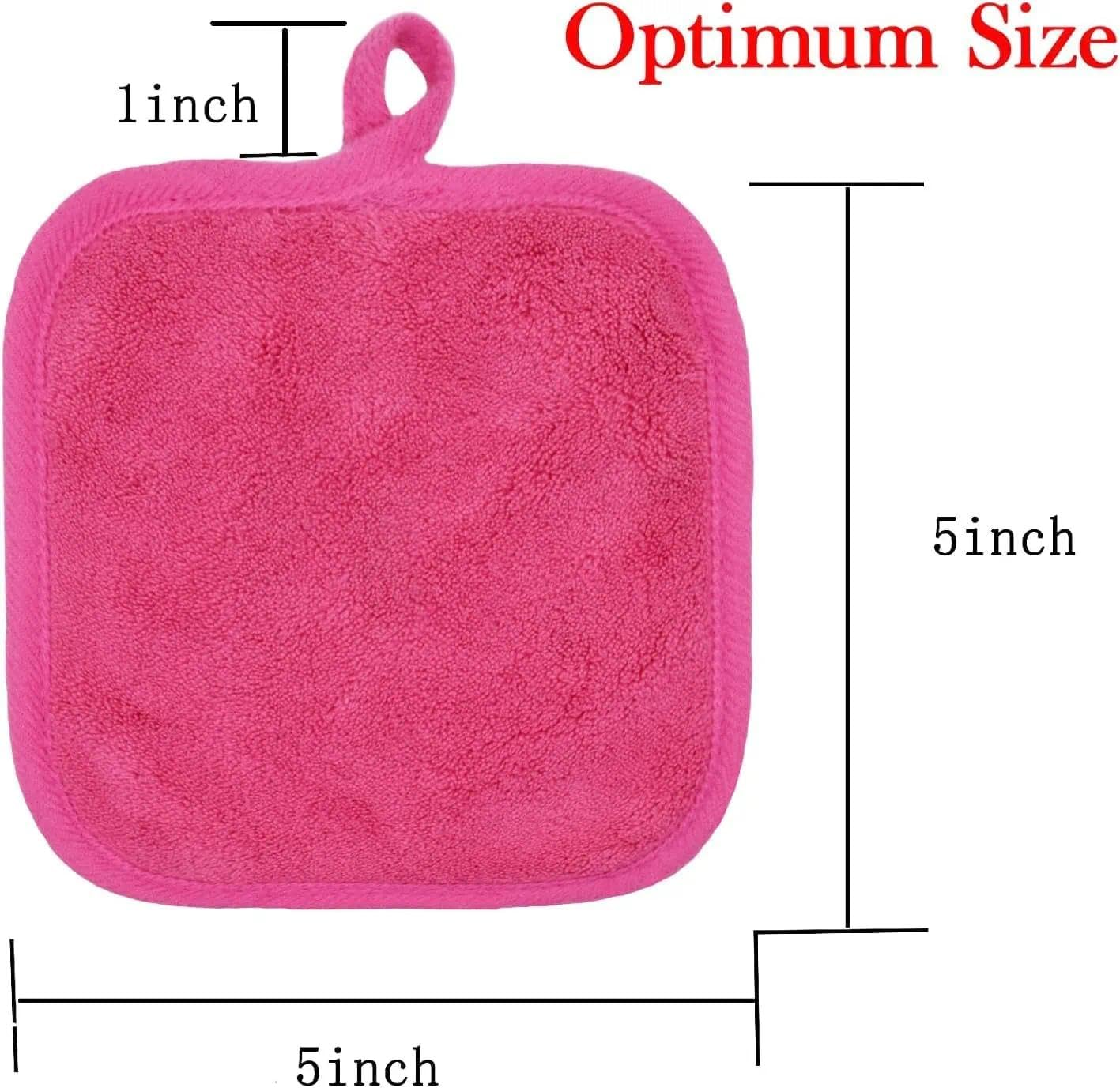 CRFY Makeup Remover Cloths for Face, Eye, Lips - Reusable Makeup Remover Pads Soft Microfiber Facial Cleansing Cloths 5 X 5 Inch 6 Pack (Dark Pink) image number 1