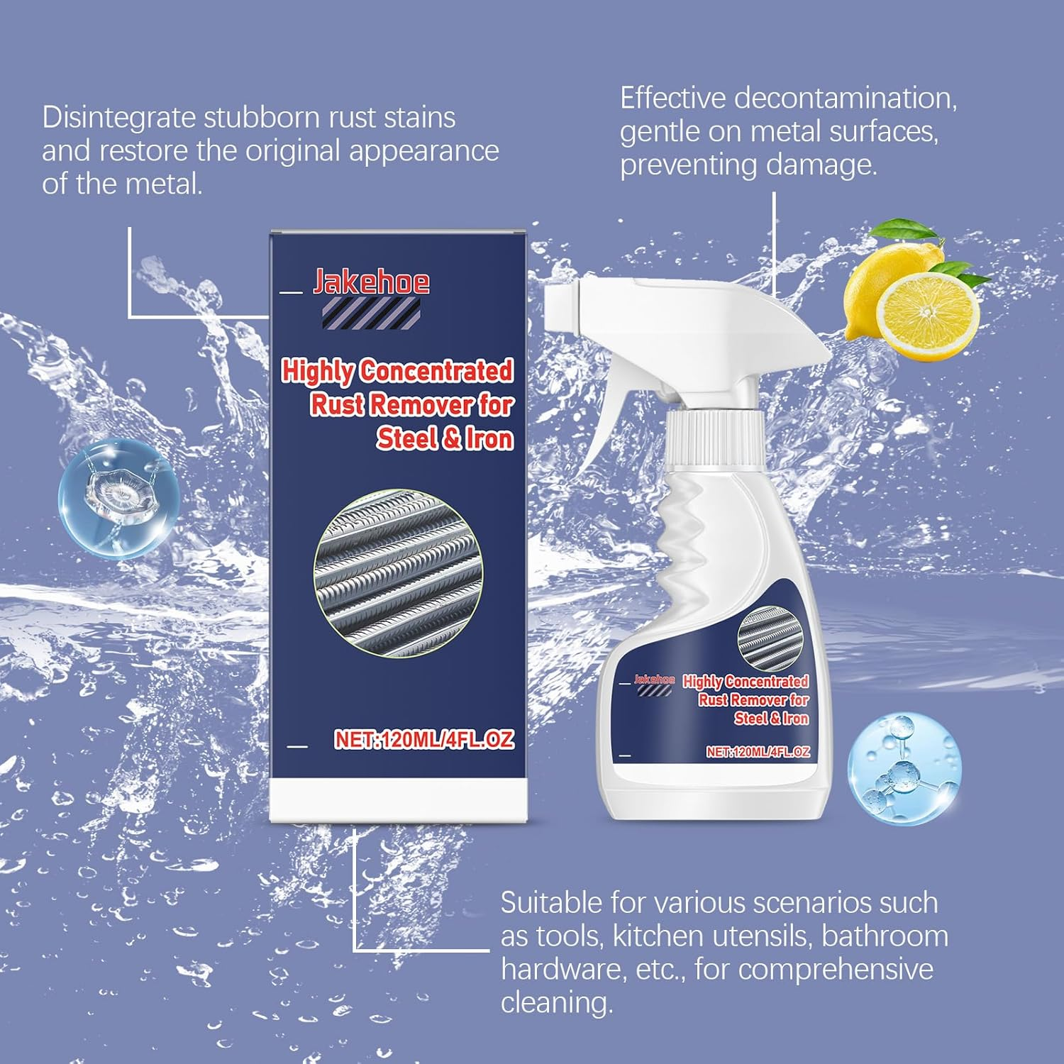 Highly Concentrated Rust Remover for Steel and Iron, Professional Strength Metal Cleaner with Protective Film Technology, 120Ml image number 2