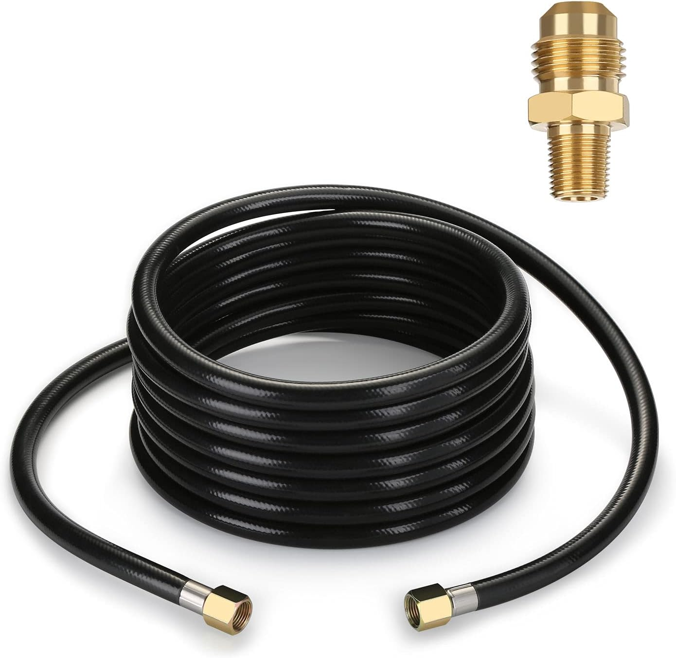 WADEO 20 FT Propane Hose Assembly with Both 3/8 Inch Female Flare for Gas Grill, RV, Fire Pit, Heater, Etc, Included a Pipe Fitting 3/8 Inch Flare X 1/8 Inch MNPT image number 4