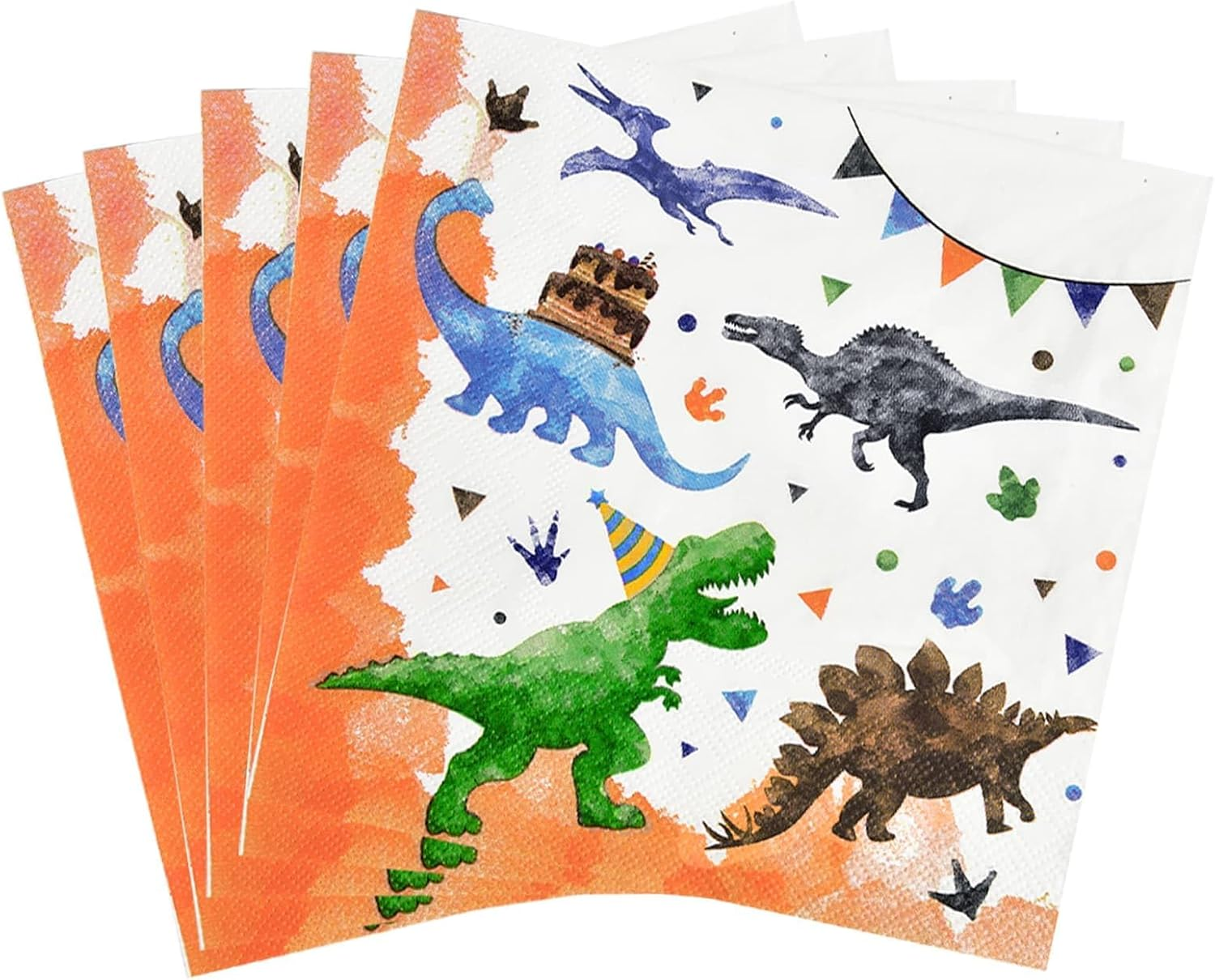 Watercolor Dinosaur Party Supplies - 50 PCS Dinosaur Birthday Party Decorations for Boys Kids Disposable Paper Napkins for Dino Themed Party Baby Shower Family Dinner Summer Party Favor image number 3