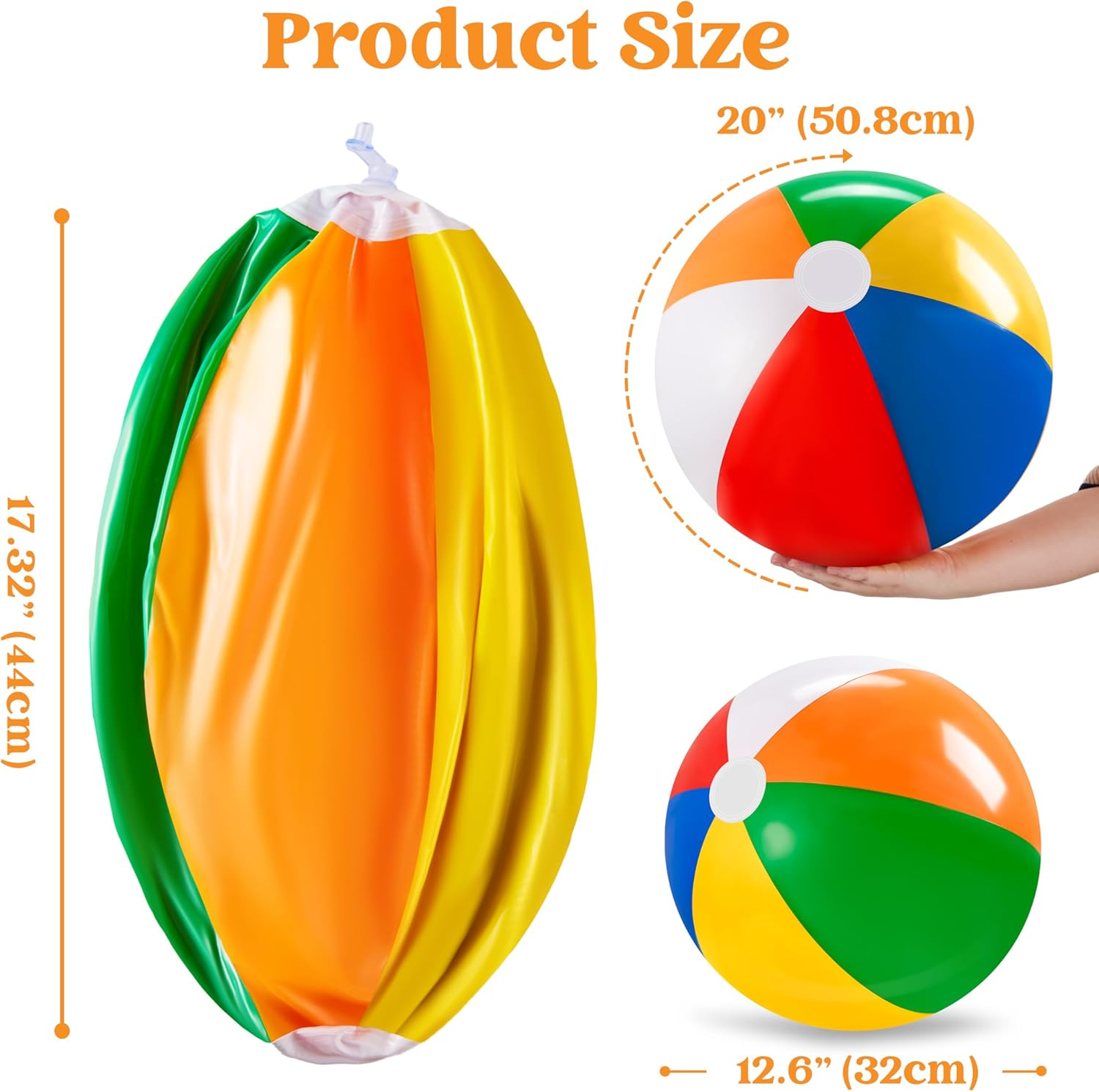 JOYIN 2-Pack 20" Beach Balls - Pool Toys Large Inflatable Beach Ball Swimming Pool Water Games, Classic Rainbow Color Beachball Luau Birthday Decorations Party Supplies Party Favors Gifts
