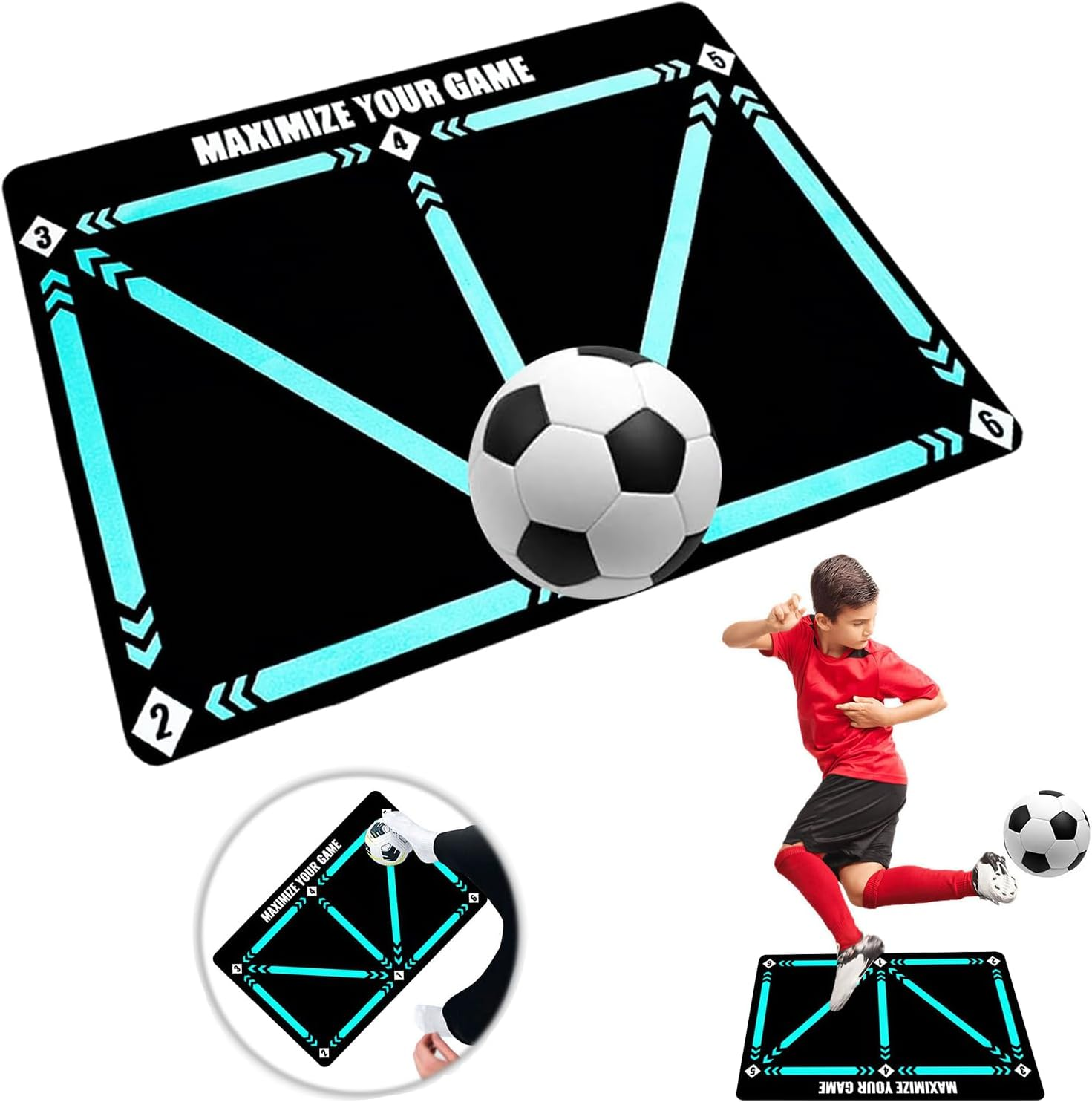 Soccer Training Mat, Football Footstep Training Mat for All Levels, Non-Slip Silent Soccer Train Mat Equipment for All Ages to Enhance Your Soccer Skills image number 2