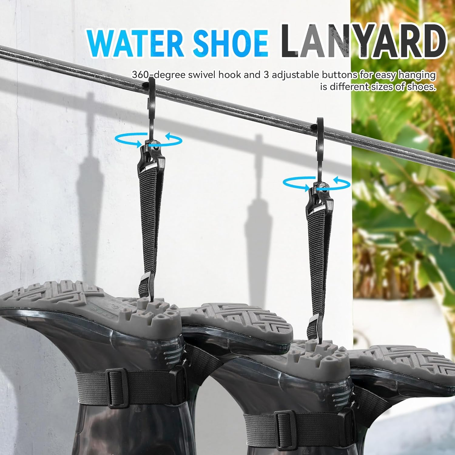 3 Pcs Fishing Wader Boot Hanger, Adjustable Strap Wader Hangers Boot Hanger Boot Hooks Boot Straps, Boot Drying Rack for Hanging Belts, Drying Boots, Fishing Boots