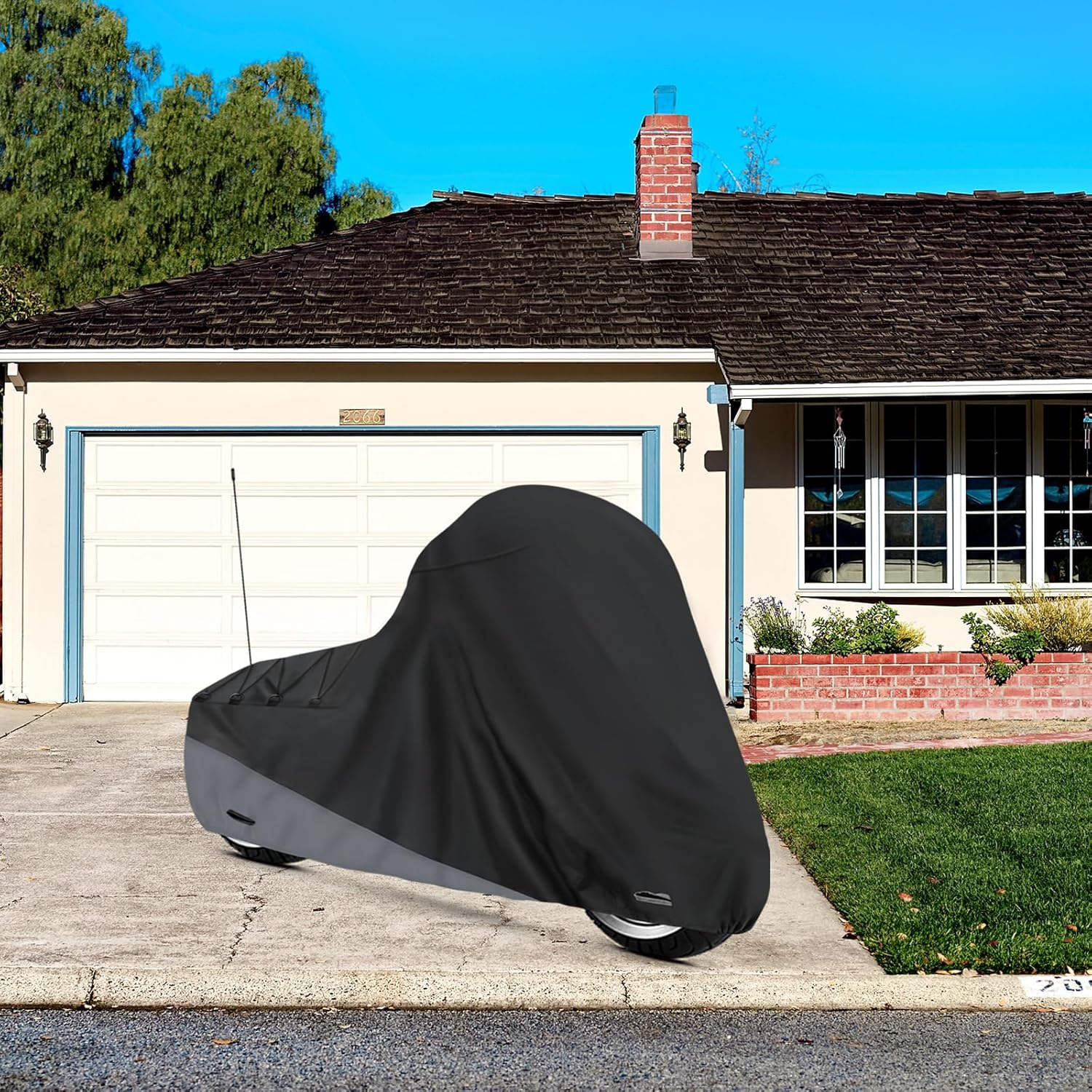 XYZCTEM Motorcycle Cover for Touring Models Harley Davidson Road King Road Glide Street Glide Electra Glide Low Rider-St Indoor & Outdoor All Weather Protect from Dust Sunlight Rain, Black image number 2