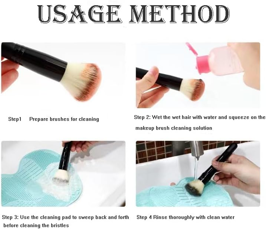 2Pcs Makeup Brush Cleaner Mat,Portable Medium Silicone Brush Cleaning Mat,6 * 4.5Inche,Universal Makeup Brush Cleaner Pad Washing Tools Cosmetic Brush Cleaner(Pink,Green) image number 5