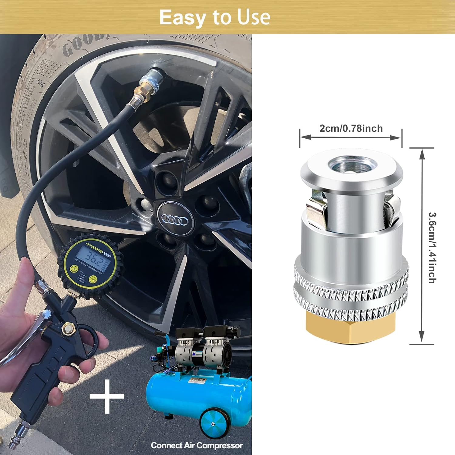 GODESON Lock on Air Chuck, 1/4FNPT Closed Flow Brass Tire Chuck, 2 Pack image number 6