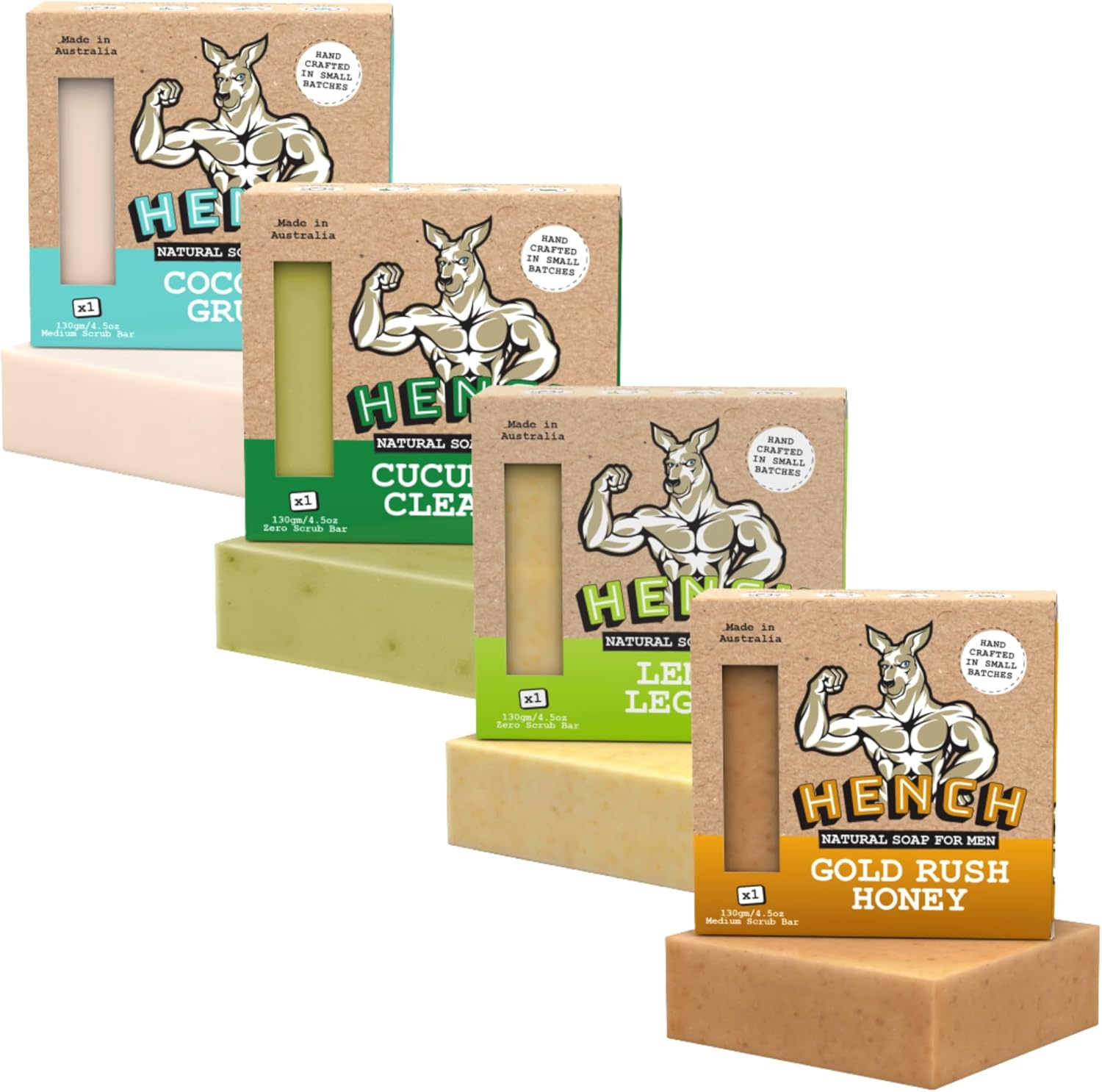 Mens Soap Bar 4 Pack Handcrafted Natural Soap for Men Exfoliating Moisturising Man Soap Palm Oil Free and No Harsh Chemicals Soothes Dry Irritated Skin