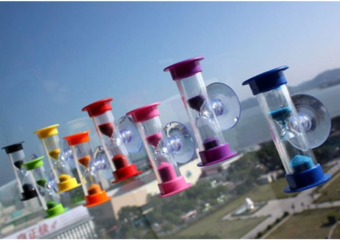 Sand Timer Toothbrush Hourglass Three Minutes Hourglass with Suction Cup for Games,Cooking, Tooth Brushing Time Countdown Calculation (5 PCS) image number 2