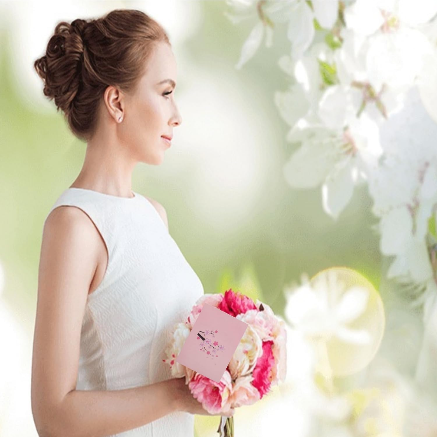 MEZOKUCEL 3D Cherry Blossom Pop up Card, Romantic Handmade Card Greet for Birthday, Wedding, Anniversary, Mothers Day, Thank You Card, All Occasion Includes Envelope and Note Tag