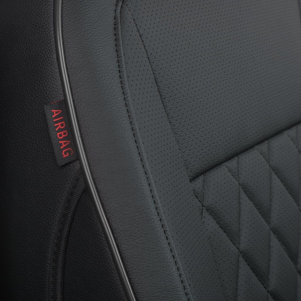 EKR RAV4 Hybrid Seat Covers Custom Fit for Toyota RAV4 Hybrid Cruiser/Hybrid Gx/Hybrid GXL 2019 2020 2021 2022 2023 2024 Leather Car Seat Covers Full Set -Nappa Leather A81 Diamond(Black) image number 4