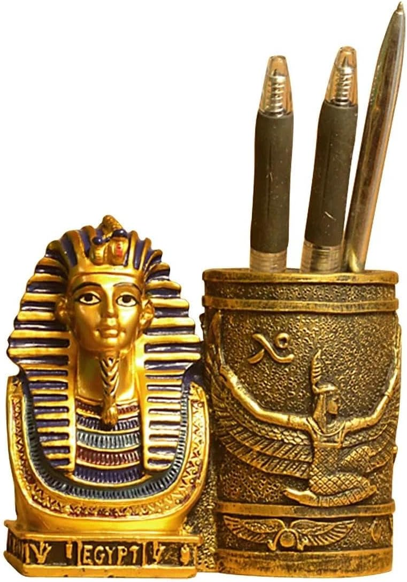 CRFY Ancient Egyptian Pencil Holder, Egyptian King Pharaoh Pen Cup, Pen Holder for Desk Office Pen Organizer, Pencil Cup Storage Containers - Small image number 1