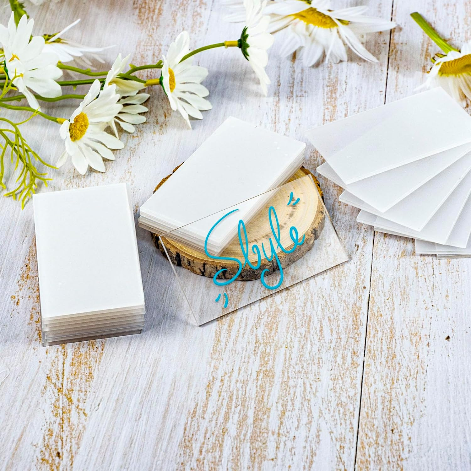 24 Pcs Clear Acrylic Place Cards for Weddings, 3.5" X 2" Rectangle Acrylic Blanks for Acrylic Signs and Table Place Cards, Escort Name Plate for Table Setting, Wedding, Dinner Party (Transparent) image number 1