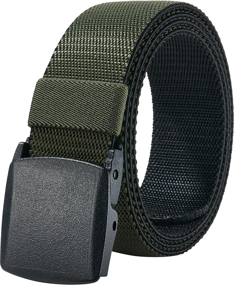 Men'S Elastic Stretch Belts - 2 Colors in 1 Reversible Belt Strap with Plastic Buckle, Adjustable Trim to Fit 27-49" Waist