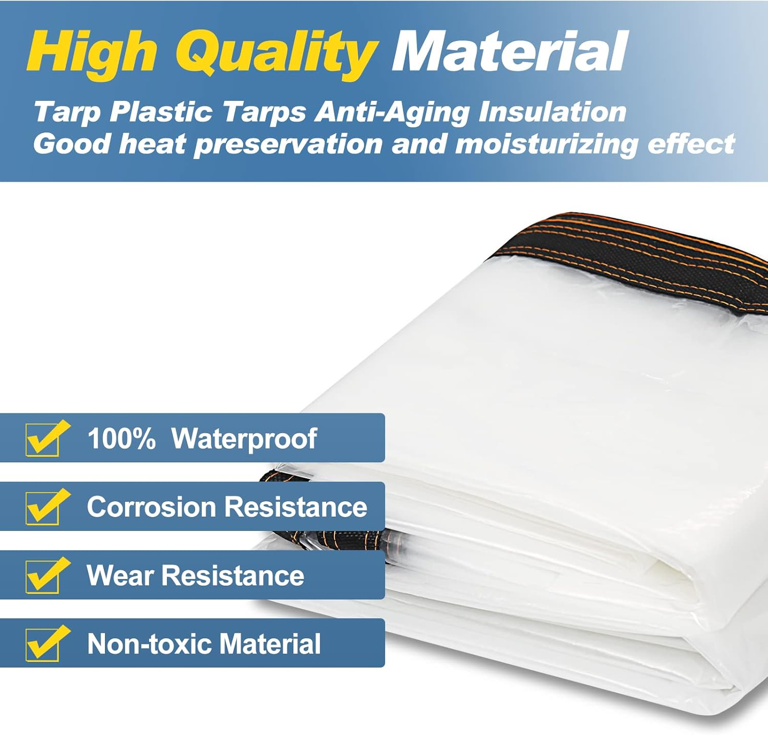 UCINNOVATE Clear Tarp 10X10 FT Waterproof Tarp Cover with Grommets Every 20 Inches, Heavy Duty Clear Plastic Sheeting Tarp for Patio Greenhouse Deck Porch Enclosure Chicken Coop Window Winter Blocking