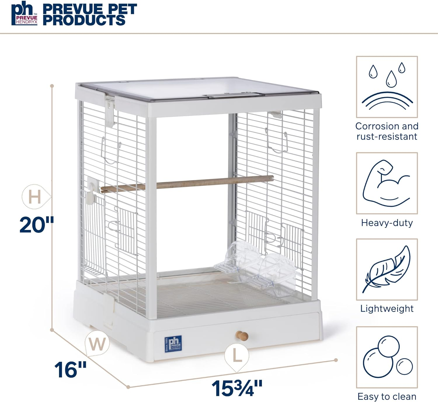 Prevue Pet Products Clear View Glass Bird Cage Crystal Palace for Small Birds - White Frame - Black image number 3