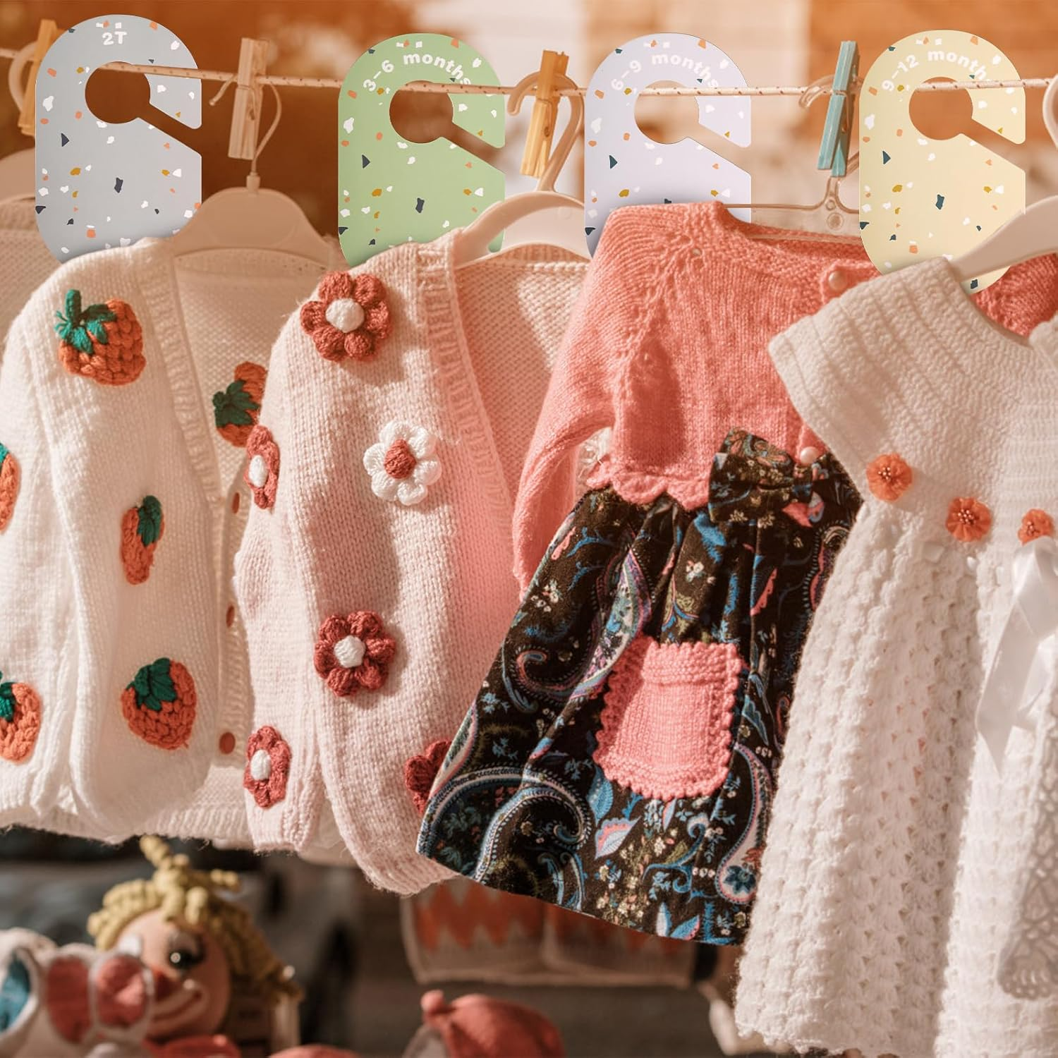 8Pcs Baby Wardrobe Dividers, Nursery Hanger Dividers Baby Shower Nursery Gift Set Baby Size Clothes Organizer Dividers Nursery Closet Dividers for Expecting Mothers image number 5