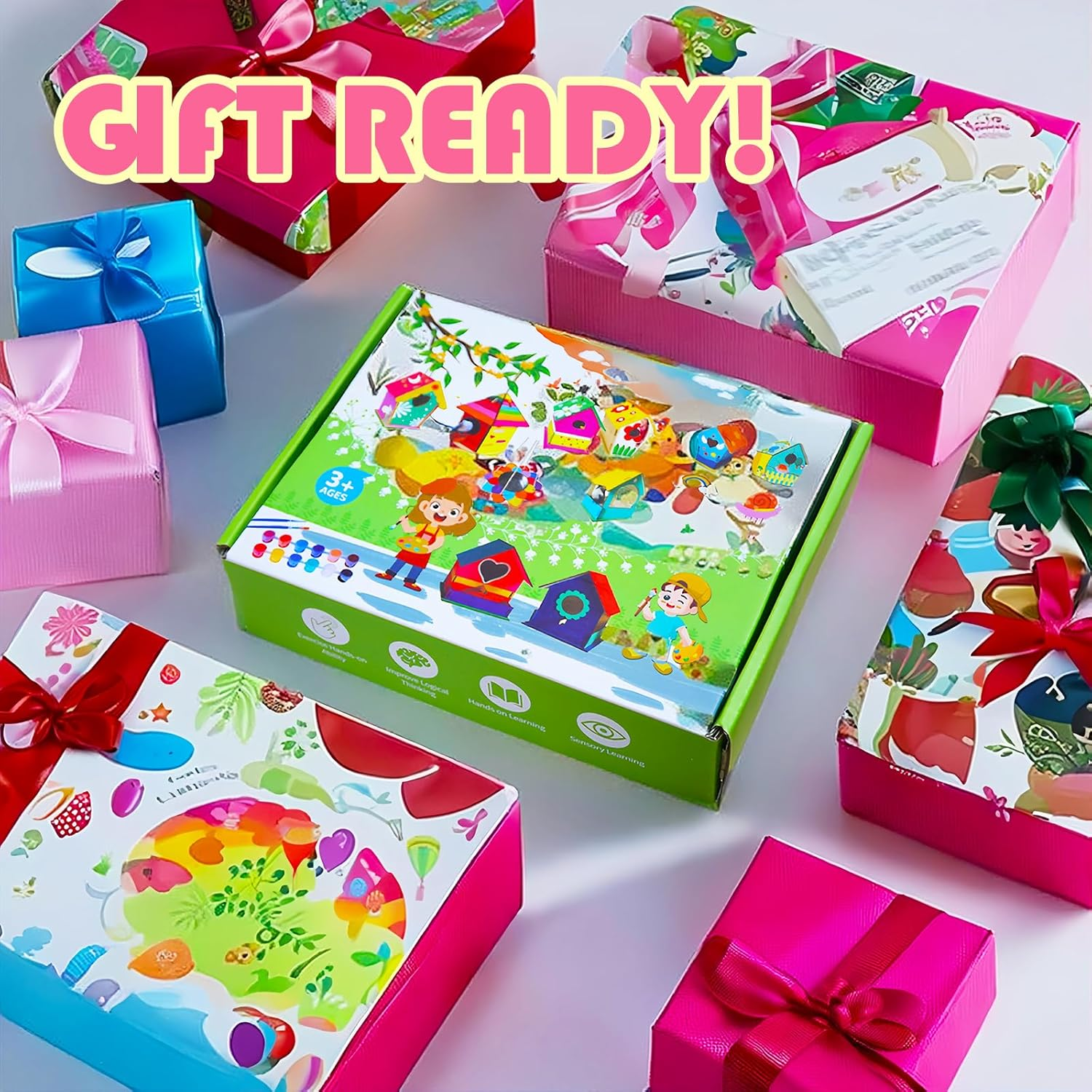 DIY Bird House Feeder Kits for Children to Build, 3 Pack, Assembled Wooden Birdhouse Kits for Kids Painting, Unfinished Crafts for Girls & Boys image number 2