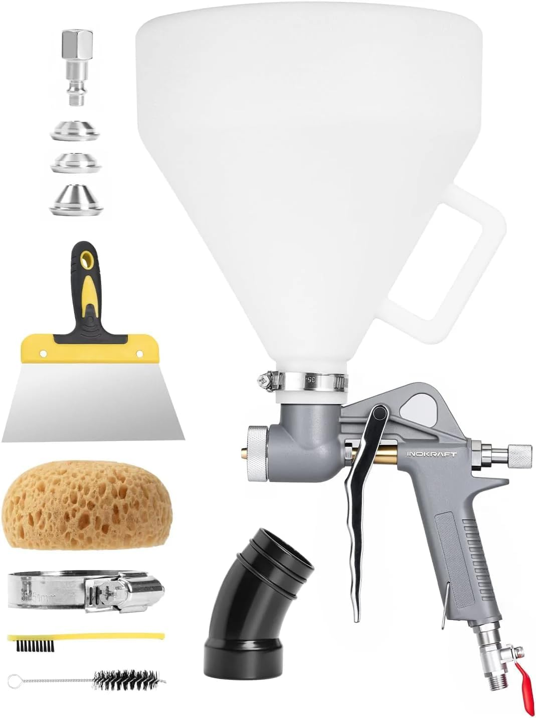 Texture Spray Gun with 5L Hopper, 3 Nozzle Sizes: 4.5/6.0/8.0Mm for Knockdown Popcorn, Drywall Hopper Texture Sprayer for Wall, Ceiling, Patch Works, Elbow Hose Included image number 3