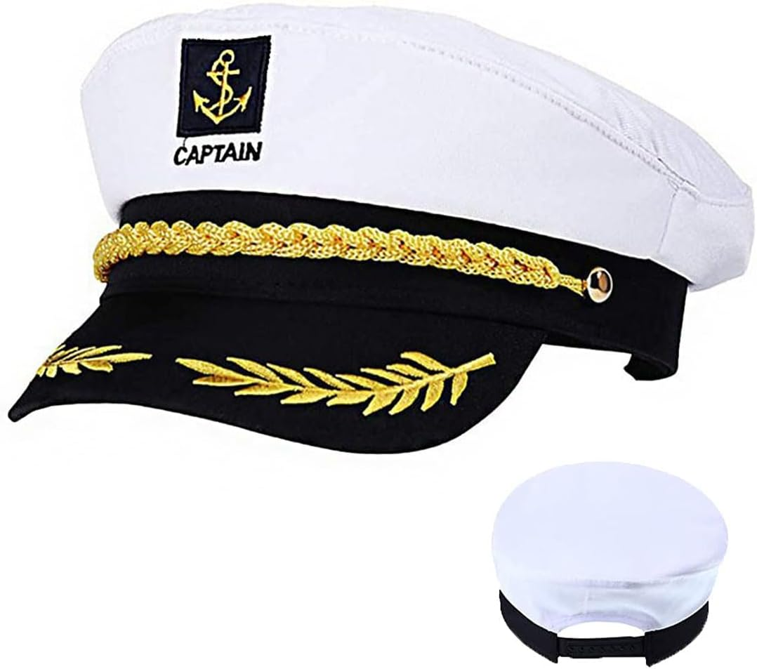 Yacht Captain Hat,Costume Accessory for Navy Masquerade Party,Marine Admiral Adjustable Hat image number 1