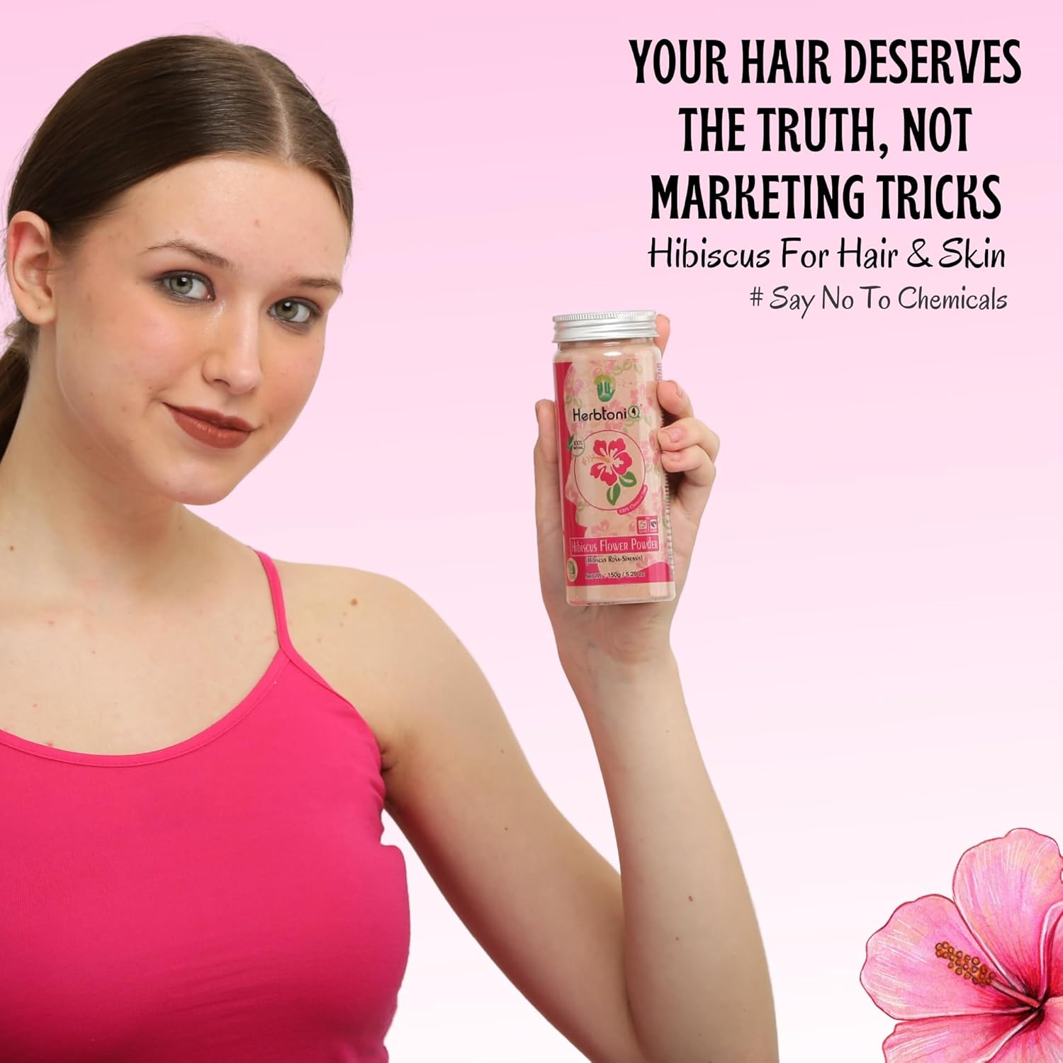 Herbtoniq Hibiscus Nagarmotha Powder for Hair Pack & Face Pack Combo Set (300 Gram) image number 1