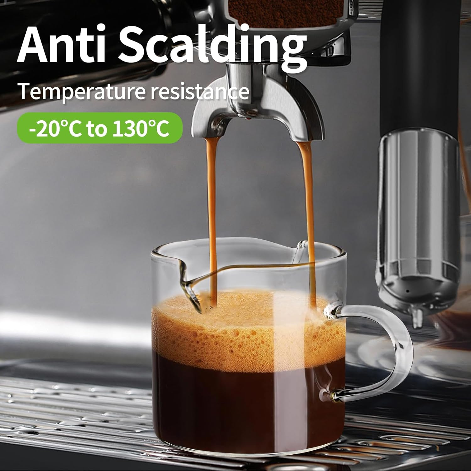 Espresso Cups Set of 2，120Ml Double Spouts Coffee Cups, Coffee Bar Accessories, Espresso Shot Glass with Handle, Perfect for Latte, Milk, Milk Froth, and Cappuccino image number 6