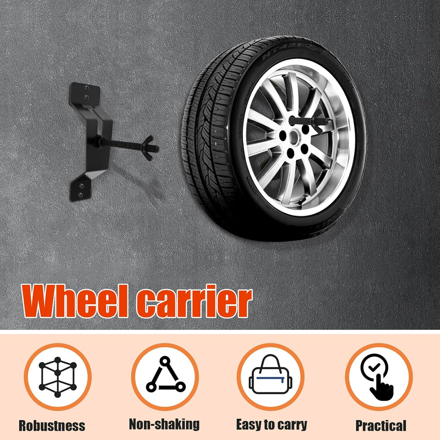 Whsunvo Wall Mount Spare Tire Carrier Metal Spare Tire Holder Space Saving Wheel Bracket Rack Easy Installation Trailer Spare Tire Mount High Security Spare Tire Carrier Bracket for Car image number 3