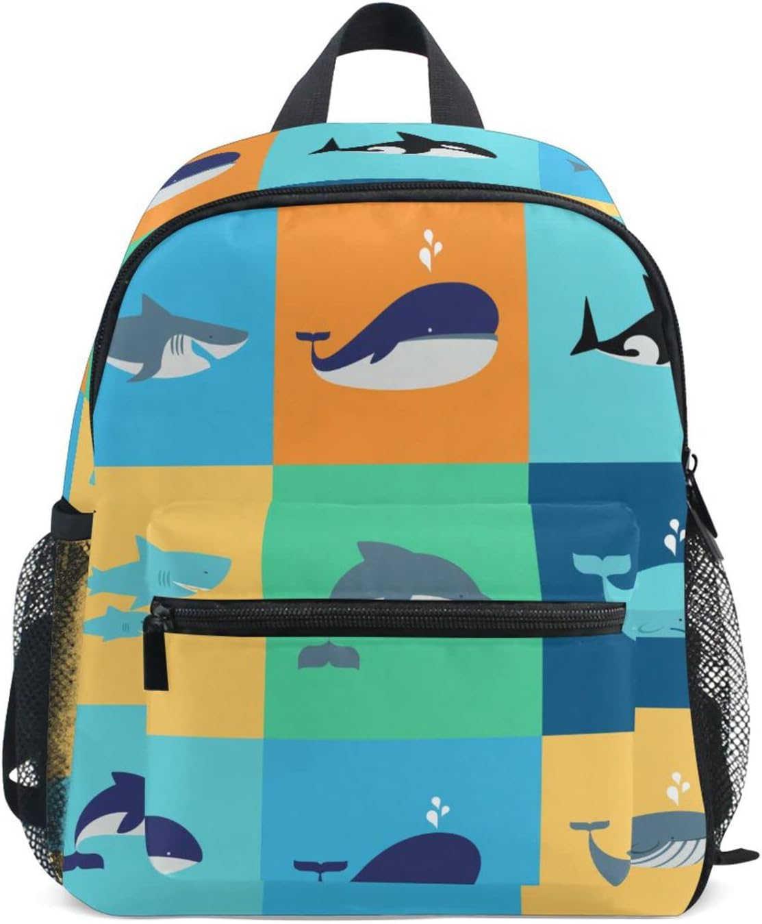 AIXIWAWA Cute Kids Backpack (Whale Dolphin Square) with Whistle Buckle, Mini Backpack for Boys and Girls Ages 3-8 image number 4