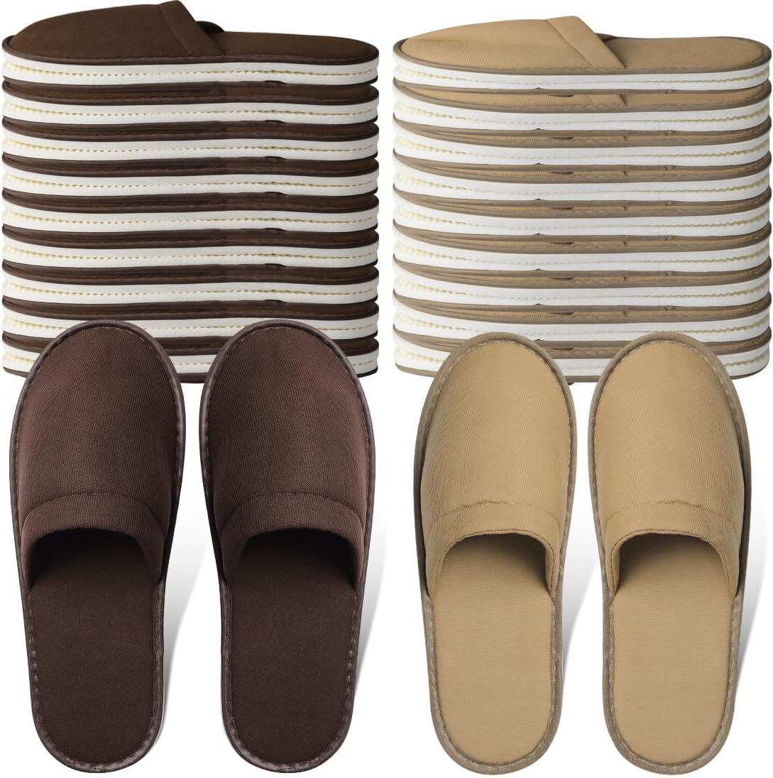 Yeios 20 Pairs Disposable Slippers for Guests Hotel Slippers Spa Slippers Non-Slip Washable House Slipper Bulk for Adult for Men and Women White image number 2