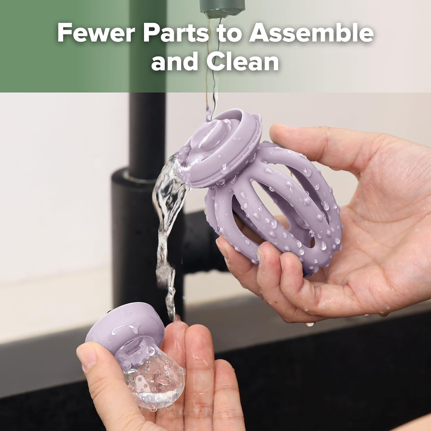 Haakaa Octopus Baby Fruit Food Feeder & Mini Freezer Nibble Tray Combo, Breastmilk Popsicle Molds for Cooling Relief, BPA Free Silicone Feeder for Safe Infant Self Feeding, 4 Month+ (Lavender) image number 1