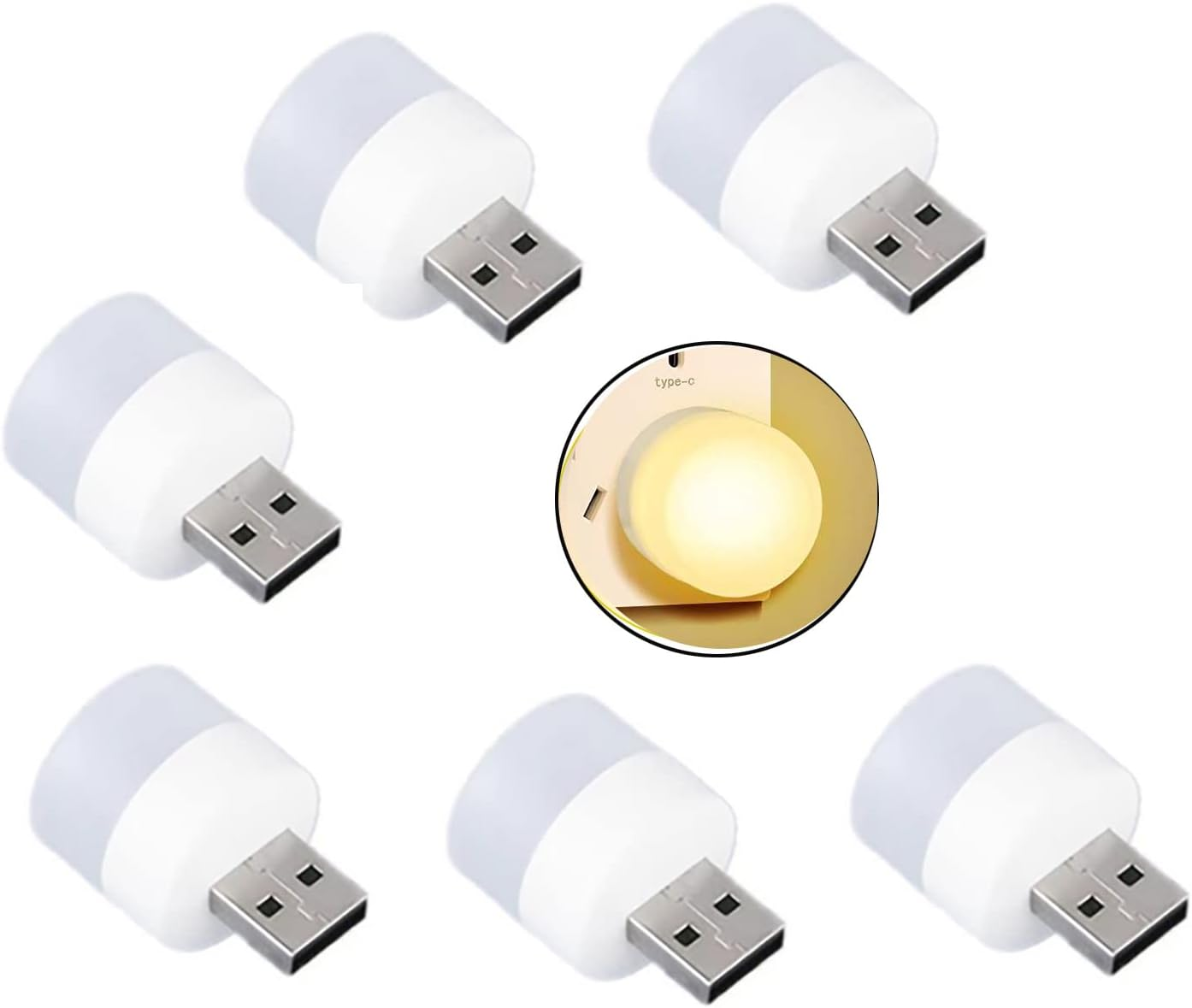 6 Pack Mini USB Night Light, Plug in LED Lamp Decorative Lighting Party Festival (Red)
