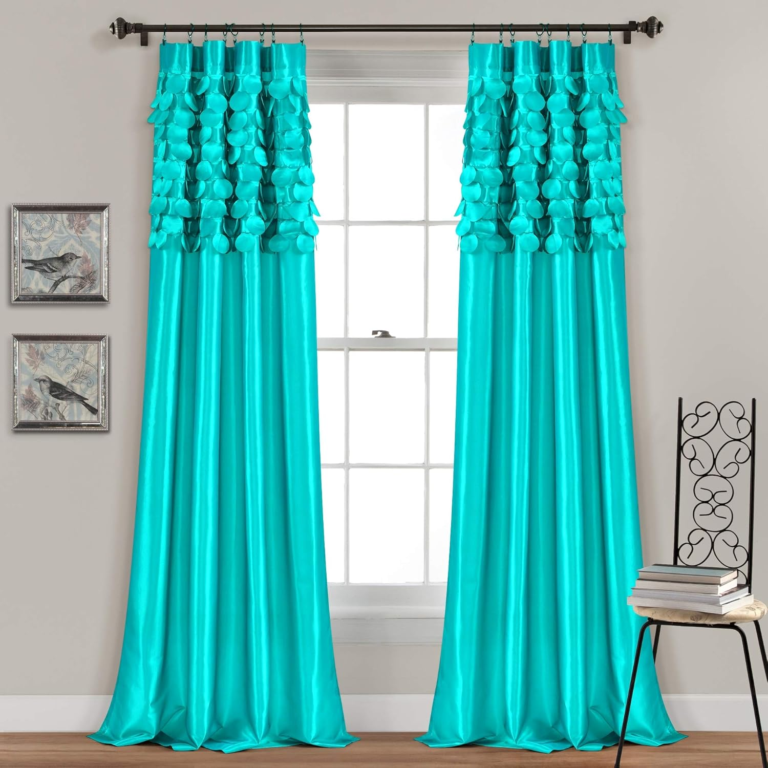 Lush Decor Circle Dream Window Curtain Panels, Turquoise, Set of 2
