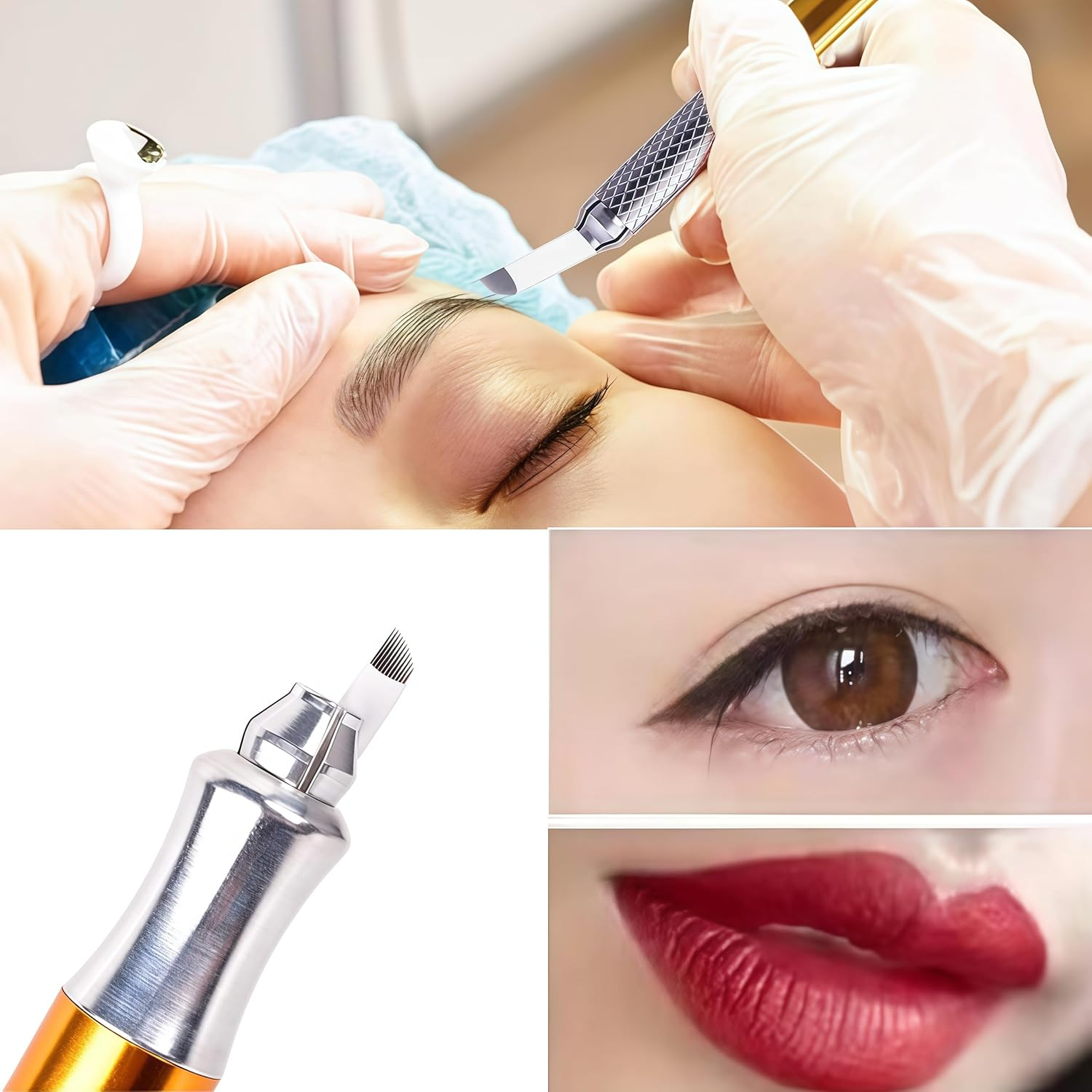 Microblading Sloped Needles,8 Pieces Eyebrow Microblade Needles for Makeup,Microblading Blades,Permanent Makekup Nano Needles 7,12,14,18 Pin,For Hair Stroke Brow Tgobeatuy(White) image number 3