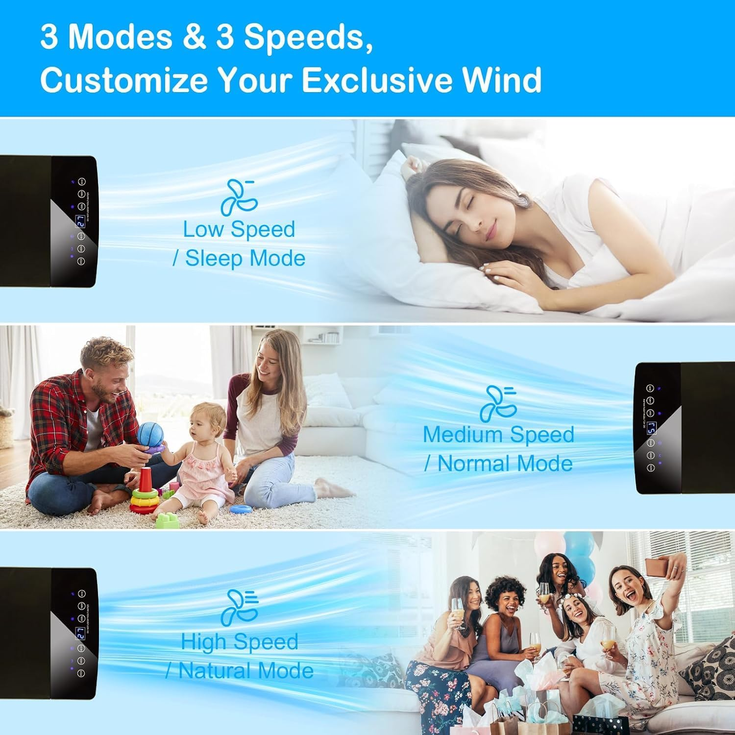 COBUY Evaporative Air Cooler Conditioner, 3 in 1 Portable 8L Cooling Fan Humidifier with Adjustable Louvres, 4 Ice Box, 3 Wind Modes, 3 Speeds, Timer for Home Office Room image number 5