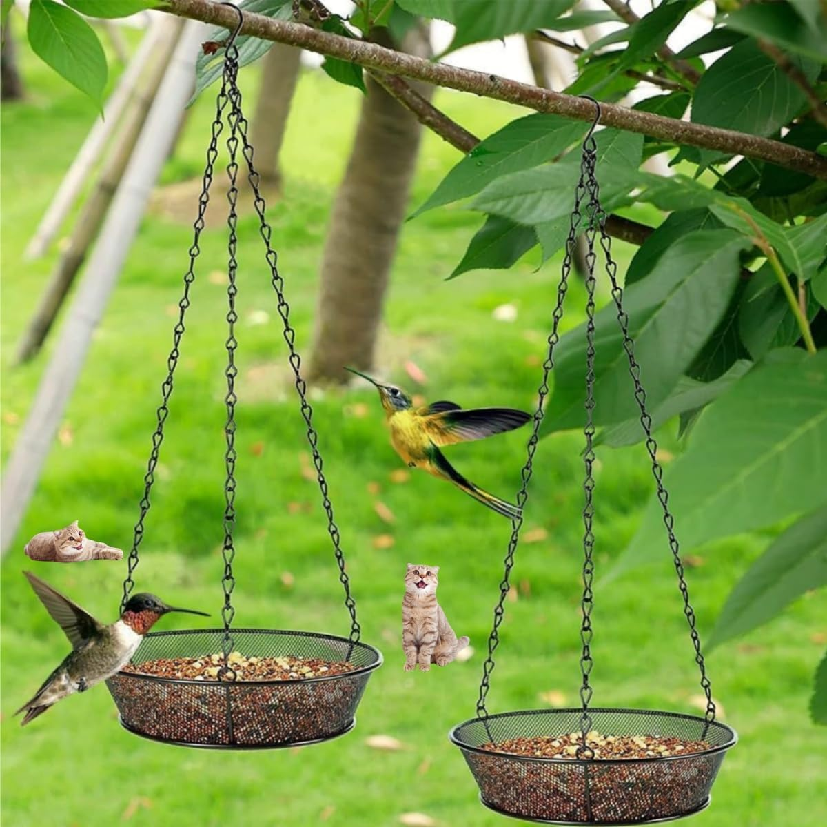 1Pcs Metal Mesh Platform Feeders for Birds, Hanging Bird Feeder Dispenser,Hanging Tray,Bird Platform Seed Tray image number 4