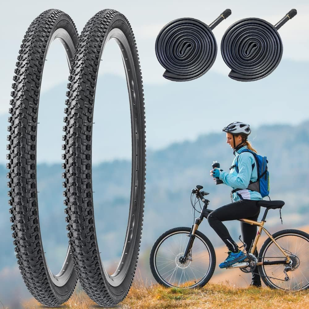 2 Pack Mountain Bike Tyre 24/26/27.5/29 Inch Foldable Replacement Bicycle Tyres 24X1.95 26X1.95 27.5X2.125 29X2.125 with 2 Bike Tyre Inner Tubes Schrader Valve - 29 X 2.125 image number 7