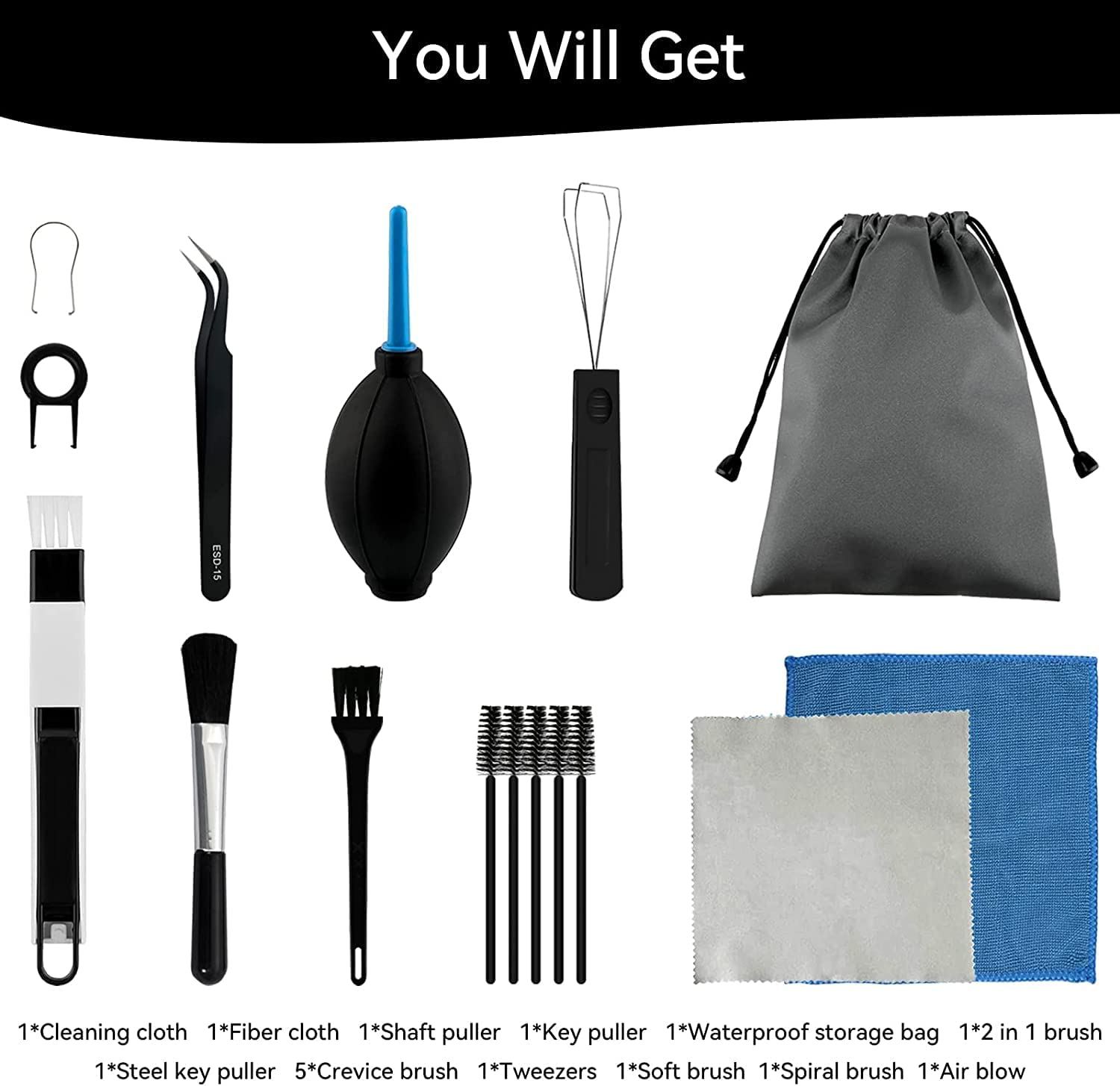 Keyboard Cleaner Kit, Laptop Computer Mechanical Keyboard Cleaning Kit,Anti-Static Brush,Small Cleaning Brush, Cleaning Kit Compatible Laptop/Pc/Computer/Keyboard/Laptop/Camera/Phone/Earbud image number 2