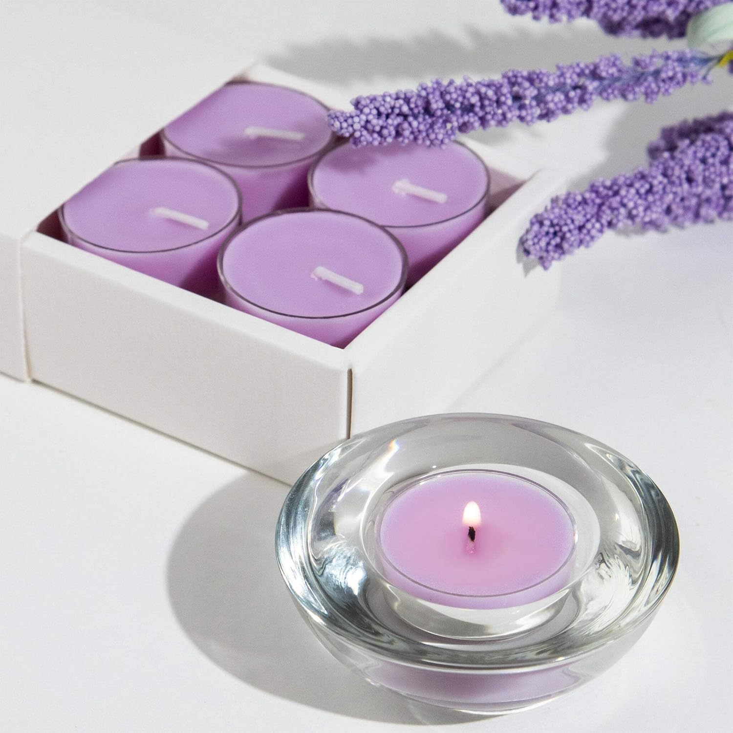 Lavender Scented Tealight Candles 16 Pack - Soy Wax, Herbaceous & Floral Aroma, Soothing & Calming, Eco-Friendly, Ideal for Relaxation & Tranquil D?Cor image number 4