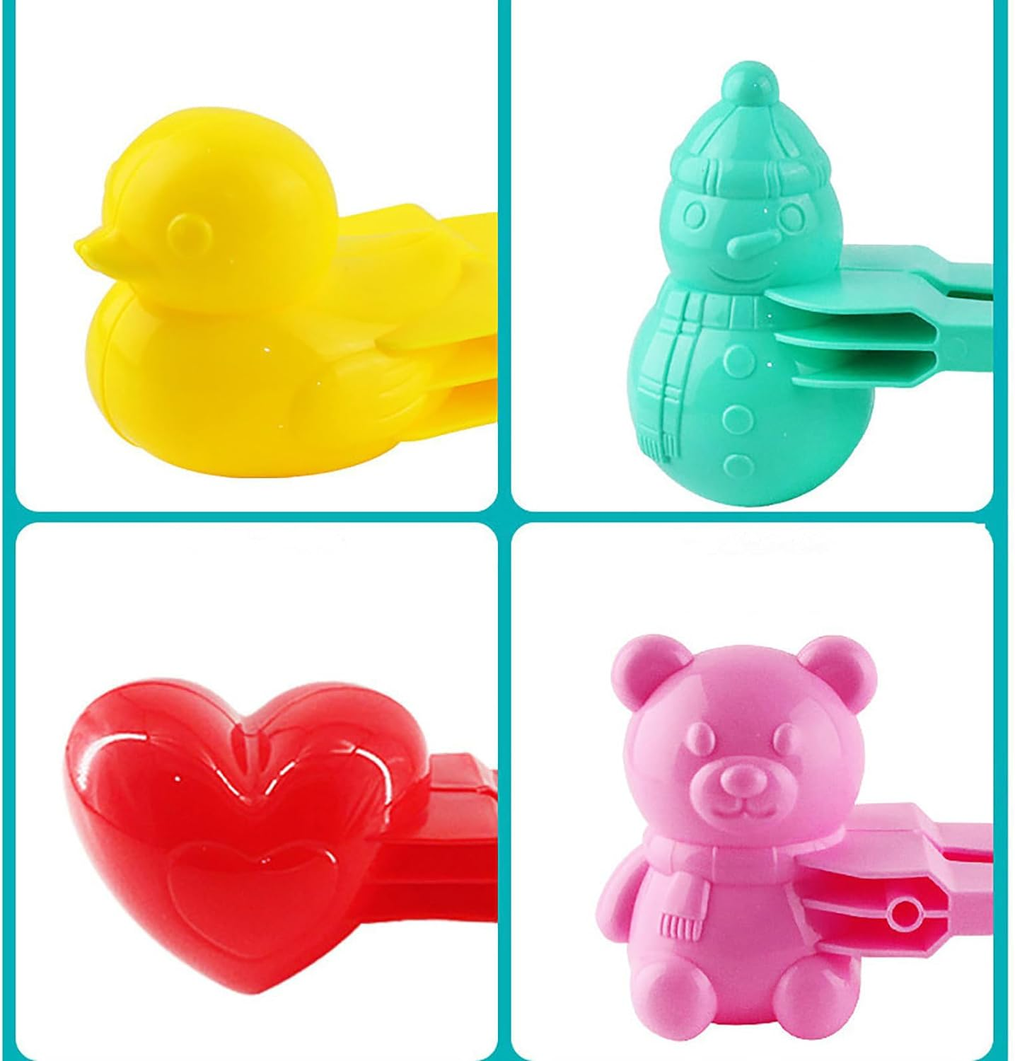 Duck Rice Mold, Rubber Duck Rice Mold, Rice Duck Mold, Rice Ball Mold, Animal Shapes Sushi Mold, Snowball Maker Toys, 4Pcs Cute Bear Duck Snowball Clip Snow Clay Ball Maker-4Pcs-06 image number 1