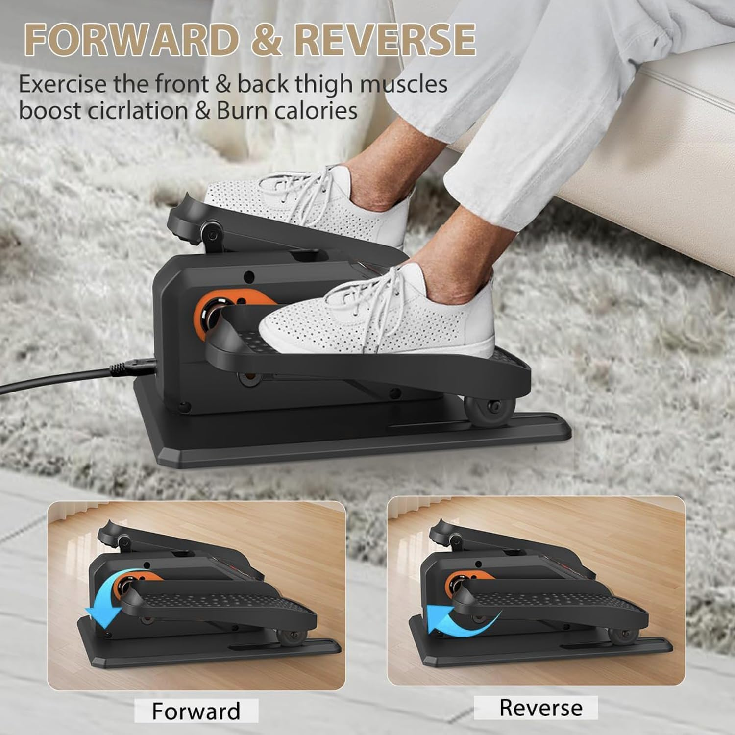 Under Desk Elliptical Machine Electric Ellipse Leg Exerciser While Sitting for Seniors Adults Quiet Portable Electric Seated Pedal Exerciser Remote Control 15 Adjustable Speeds 5 Auto Modes image number 5