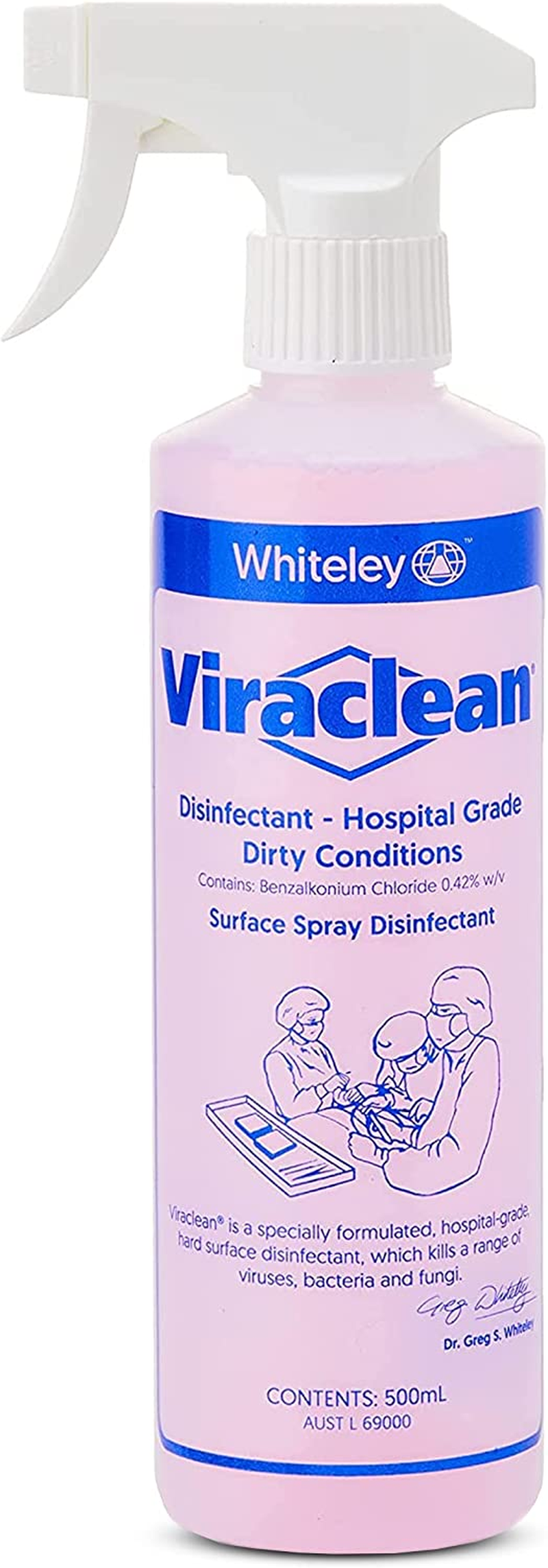 Whiteley Corporation Viraclean All Purpose Disinfectant Spray - Kills 99.9% of Germs and Eliminates Odors -Cleansmart Hospital Grade Disinfectant of Viruses and Bacteria,Tga Registered, 500 Ml image number 5