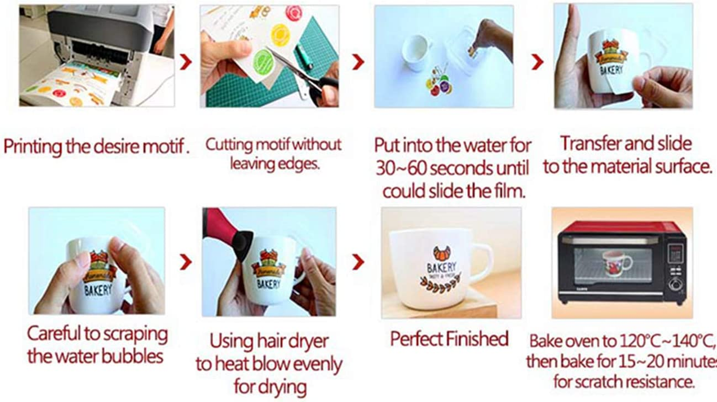 10Sheets Ink-Jet Clear Waterslide Decal Paper for Water Transfer DIY Candle Model Logo image number 3