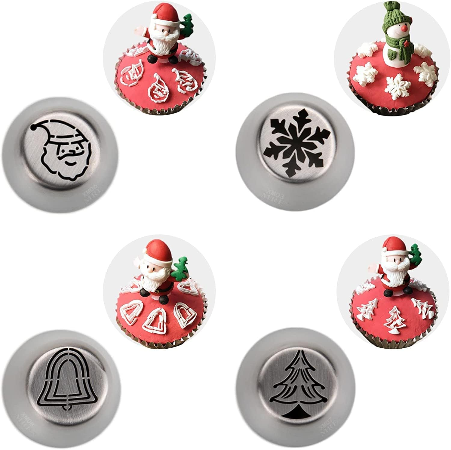 Christmas Flower Frosting Tips Nozzles, Xafissy 15PCS Christmas Russian Piping Tips Christmas Icing Nozzles Snowman Snowflake Christmas Tree Santa Claus Pattern for Baking Cupcake Birthday Party image number 3