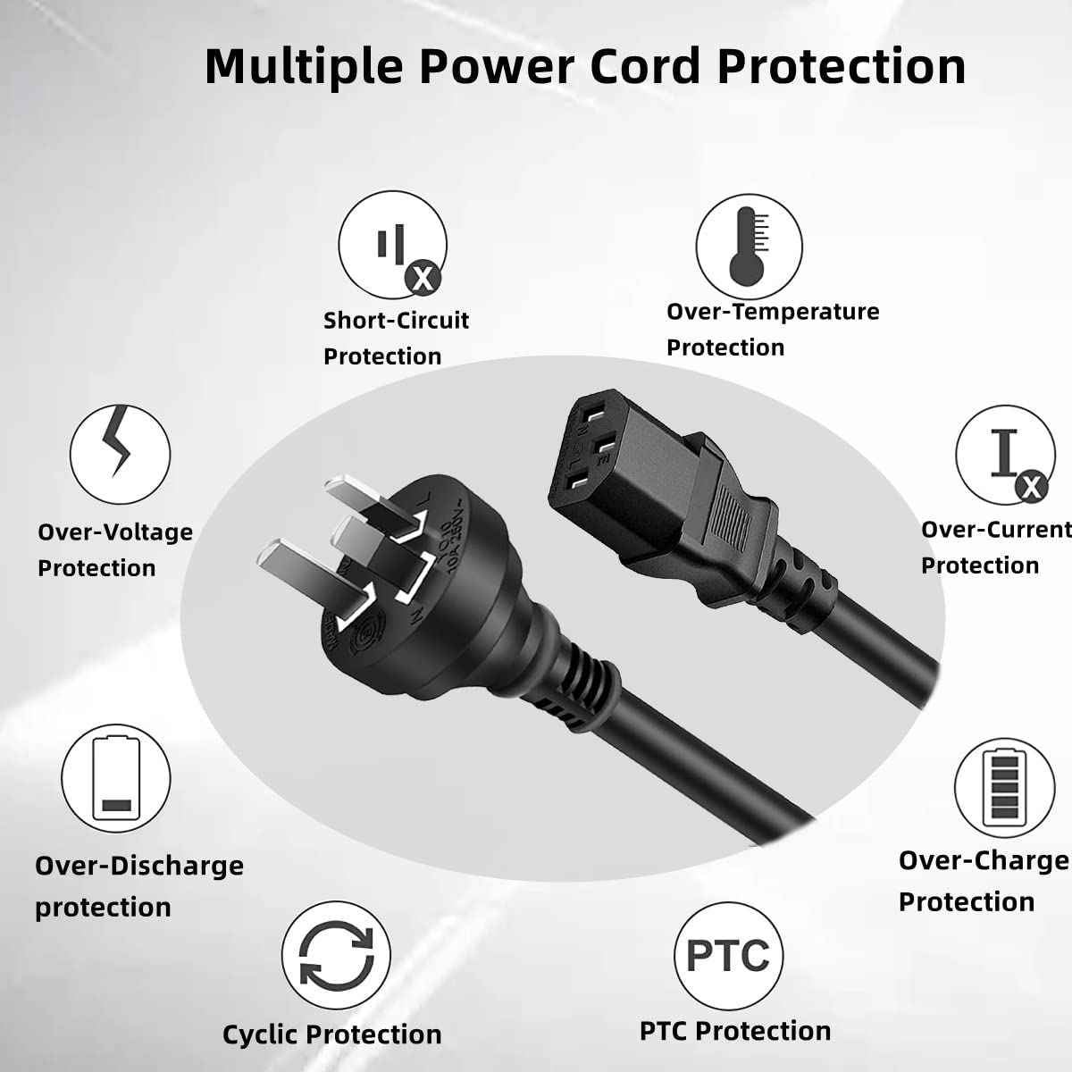 3 Prong Australia Plug 18 AWG Power Cord with with IEC 320 C13 Blade-Type Receptacles on the Female End,Standard Computer Pure Copper Extension Cable for Pcs, Monitors, Power Adapters...（1-M / 3.3FT